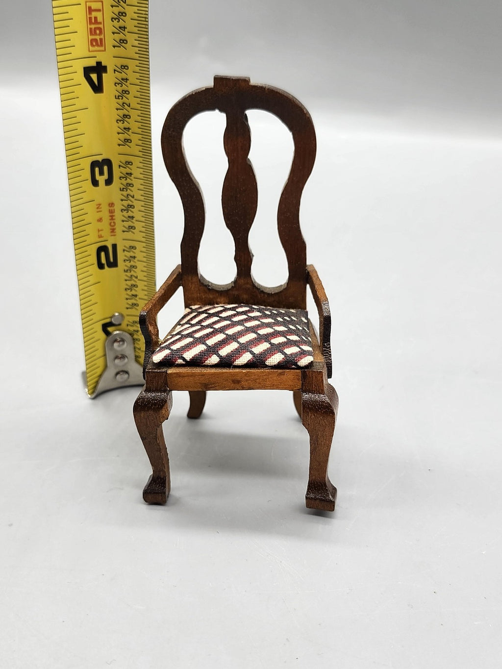 Vintage Ben Franklin Brown Dollhouse Armchair 1:12 Scale Victorian Miniature