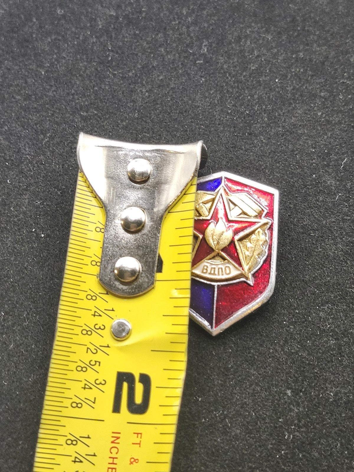 Vintage Soviet VDPO Firefighting Lapel Pin Red Blue Enamel Shield Badge Russia