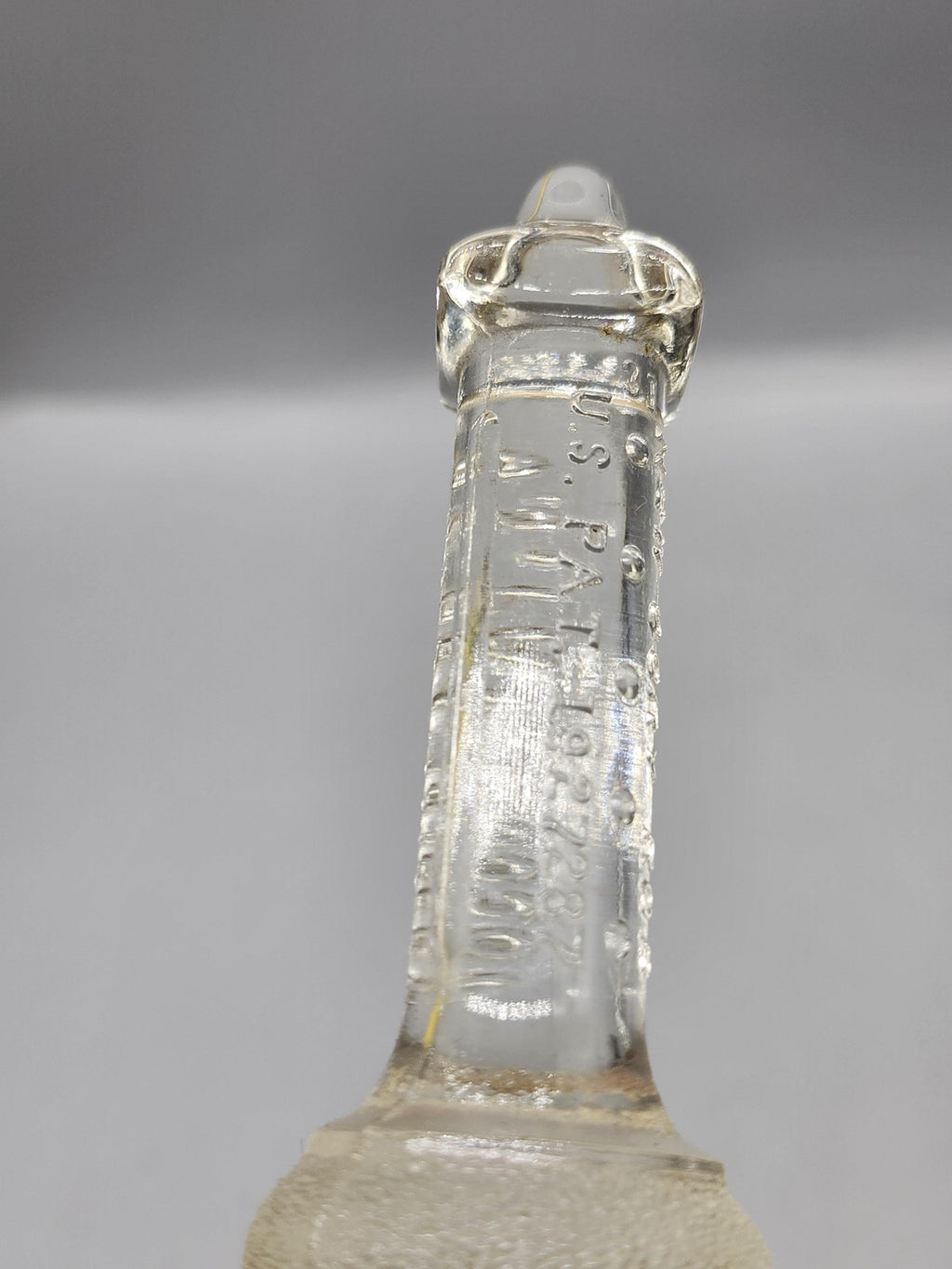 Vintage Glass Medical Laboratory Pipette Stopper Clear U.S. Patent Glassware