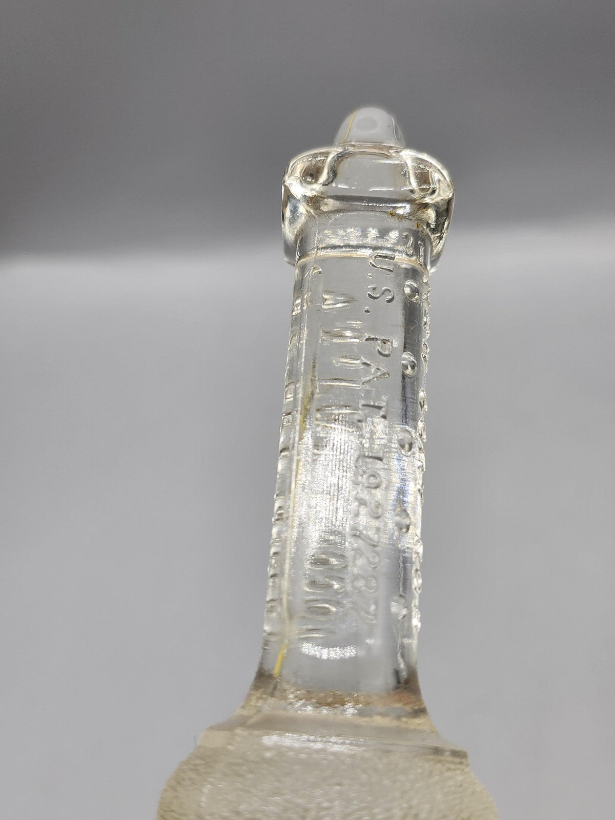 Vintage Glass Medical Laboratory Pipette Stopper Clear U.S. Patent Glassware