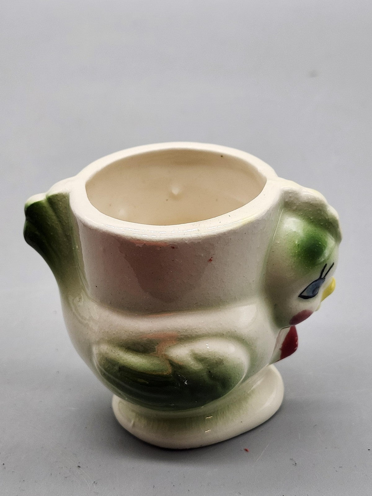 Vintage Unmarked White Ceramic Chicken Planter Figural Farmhouse Pottery Decor