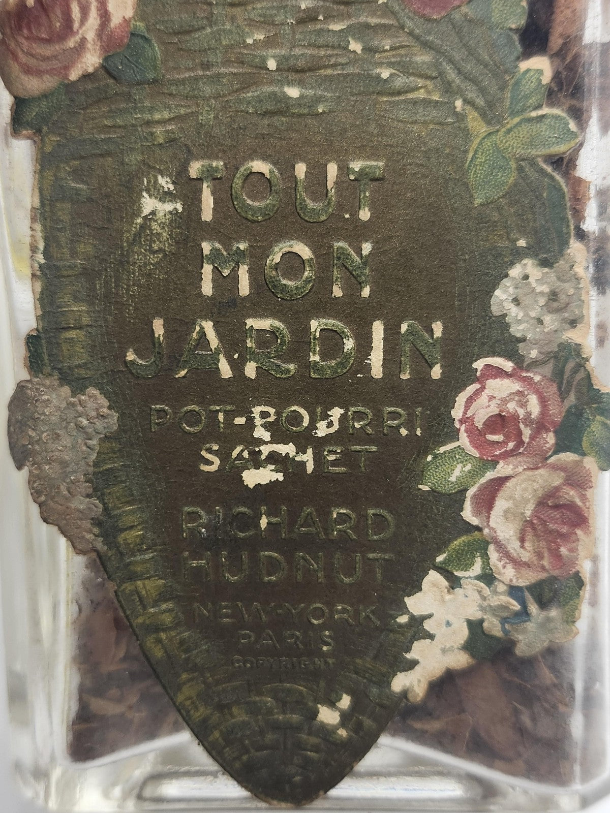 Vintage Richard Hudnut Tout Mon Jardin Potpourri Glass Bottle Vanity Decor