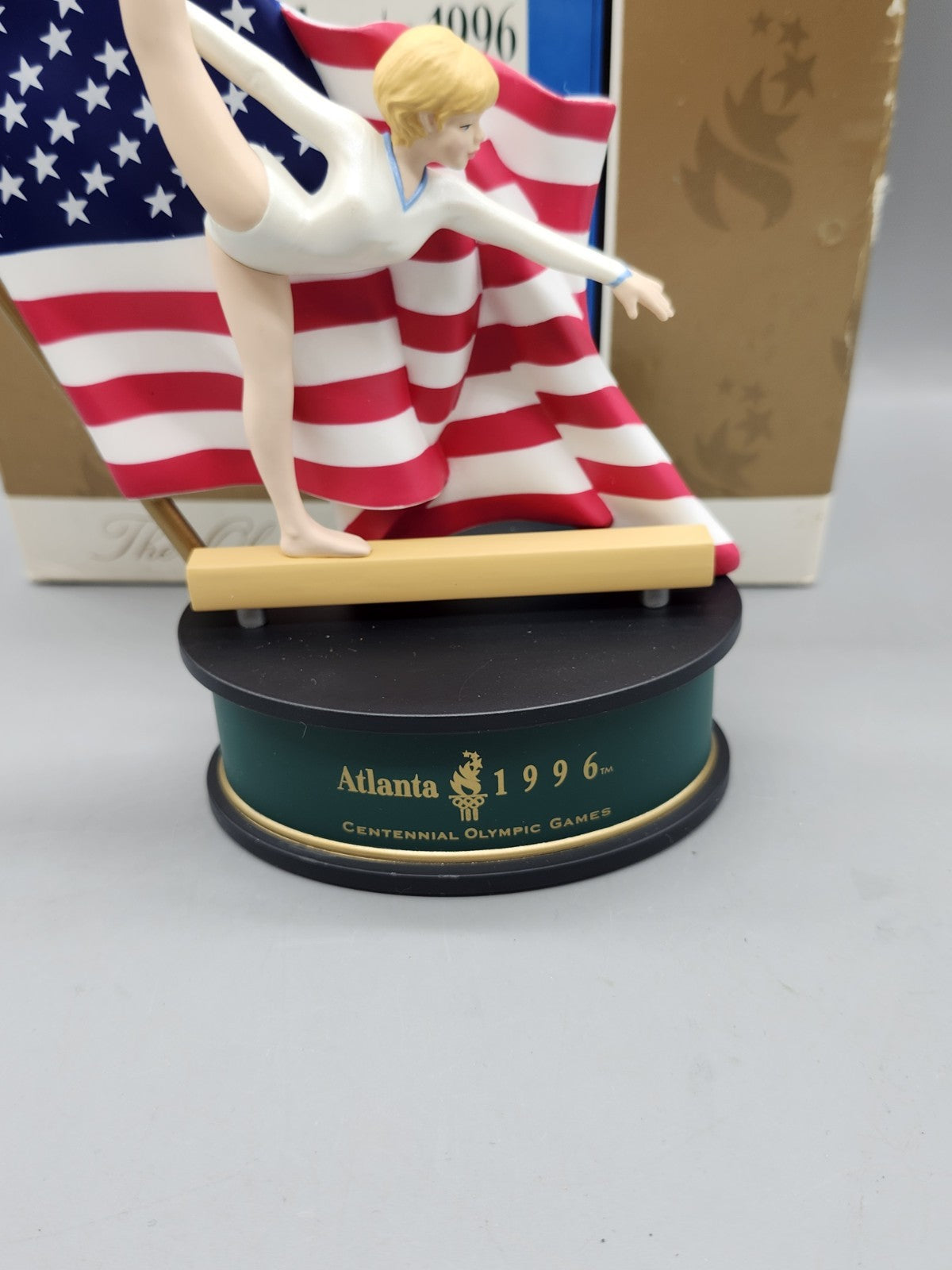 Hallmark Atlanta 1996 Olympic Spirit Gymnastics Figurine w/ Box USA Flag