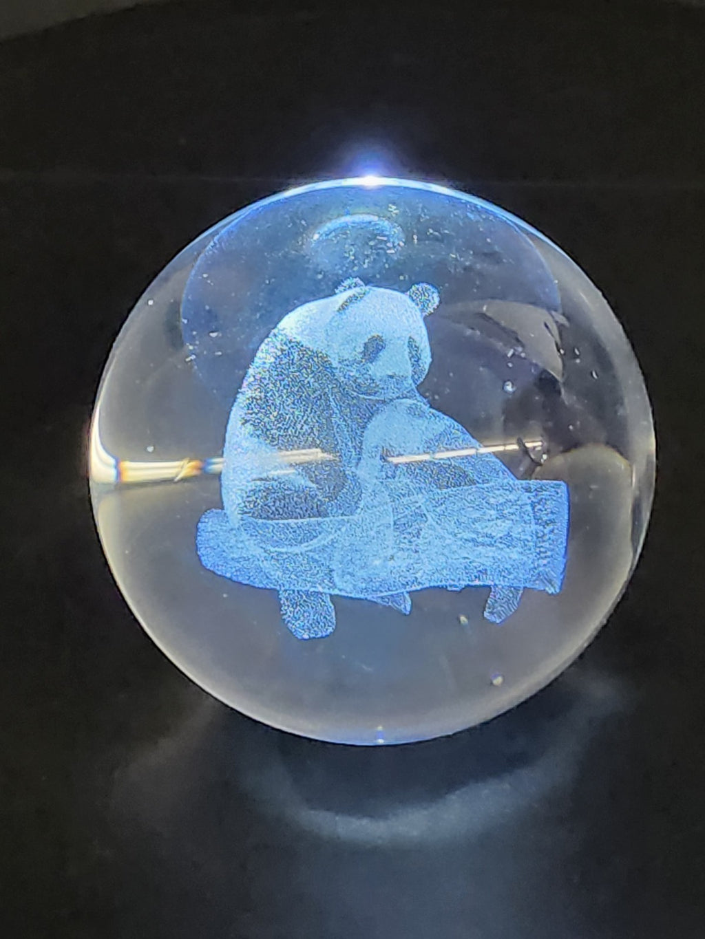 3D Laser Etched Panda Crystal Ball Glass Sphere Paperweight 3.1"