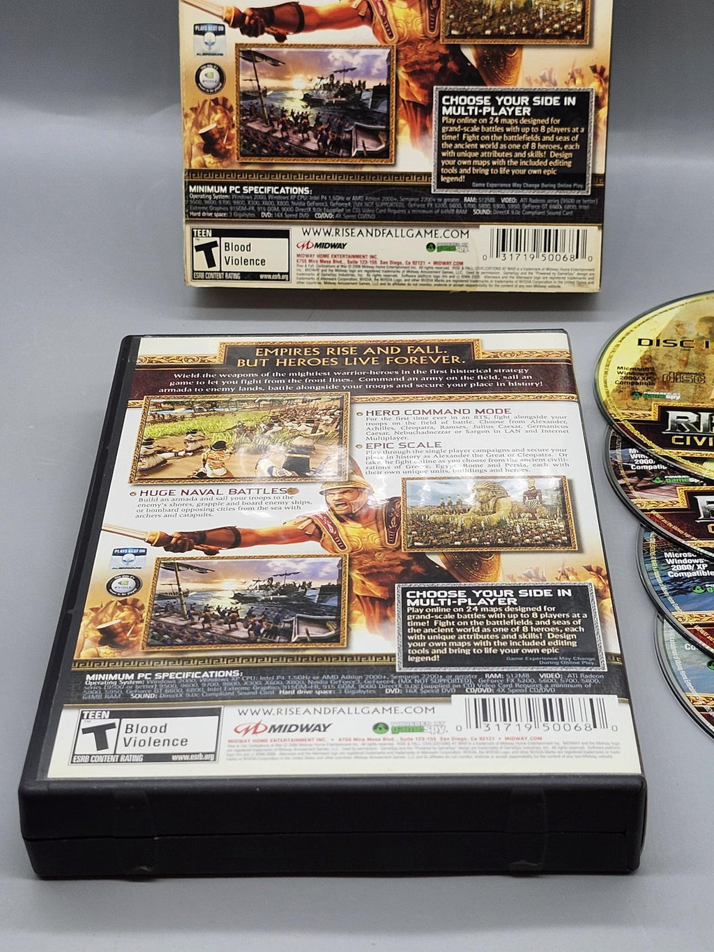 Rise & Fall Civilizations At War PC CD-ROM Game 4 Disc Midway T Strategy War