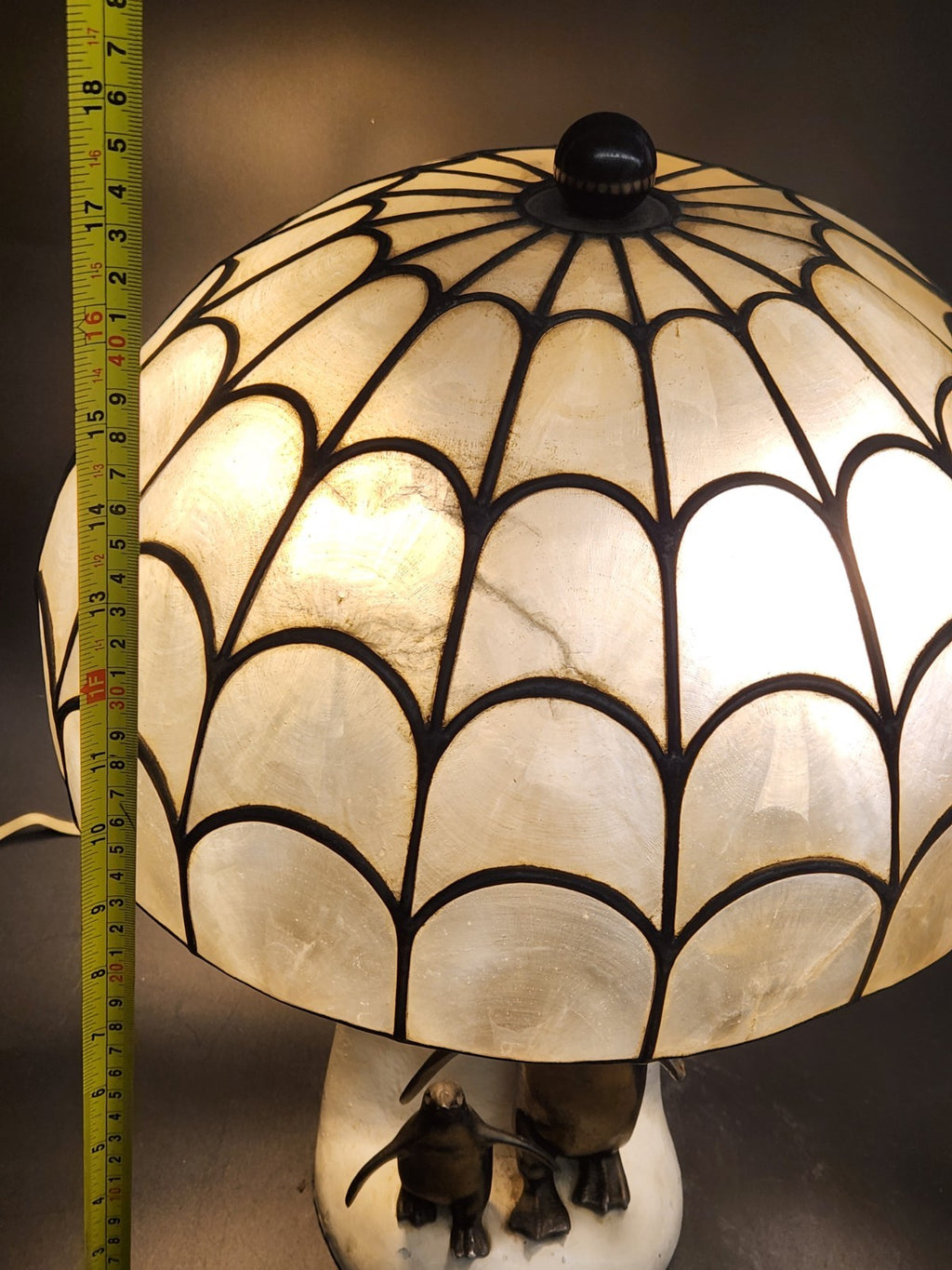 Barclay Penguin Table Lamp Capiz Shell Shade Vintage Sculptural 18” Working