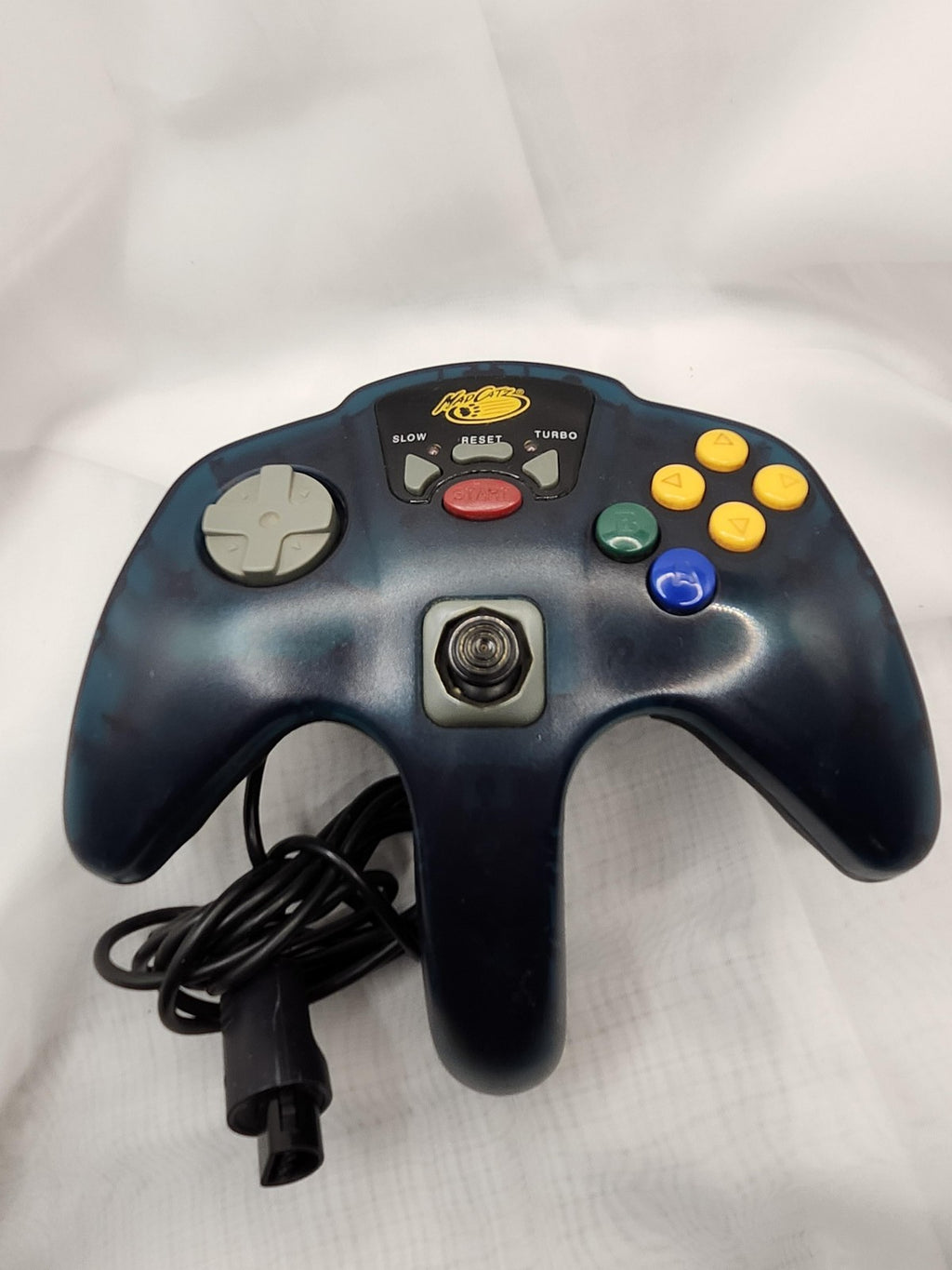Mad Catz Blue Wired Controller Gamepad For Nintendo 64 N64 Turbo Slow Buttons