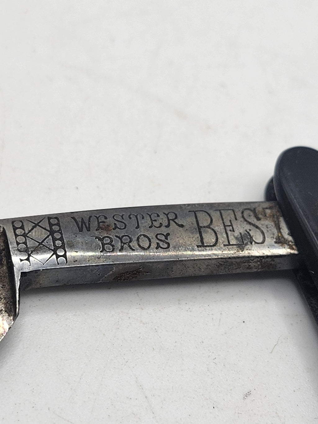 Vintage Wester Bros Best Straight Razor No 32 Black Handle Germany Shaving