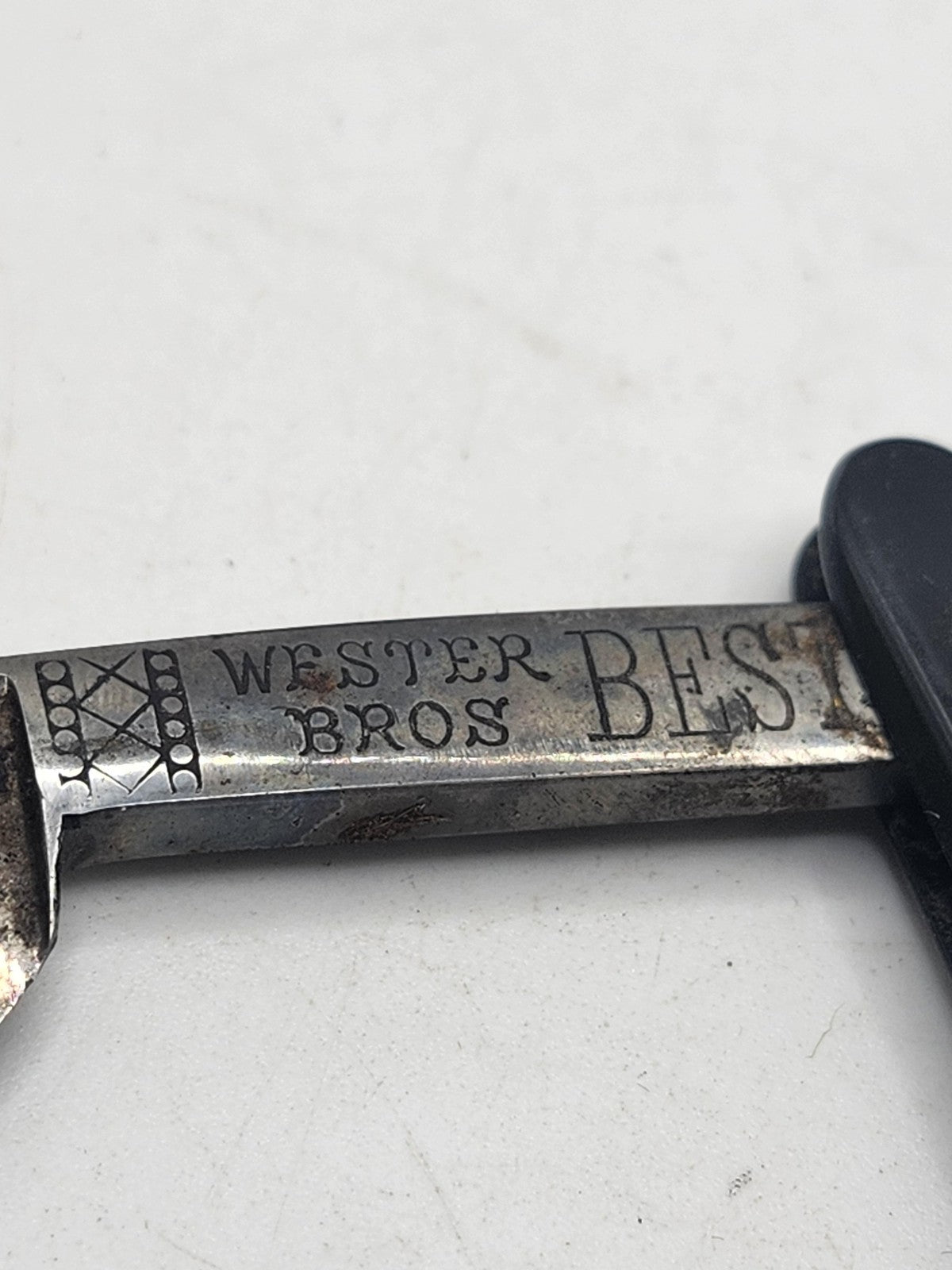 Vintage Wester Bros Best Straight Razor No 32 Black Handle Germany Shaving