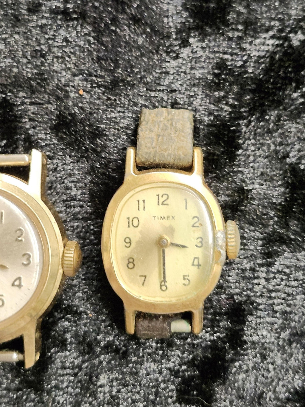 Timex Watch Lot Mens Gold Tone Quartz Mechanical Arabic Dial 3pc Parts