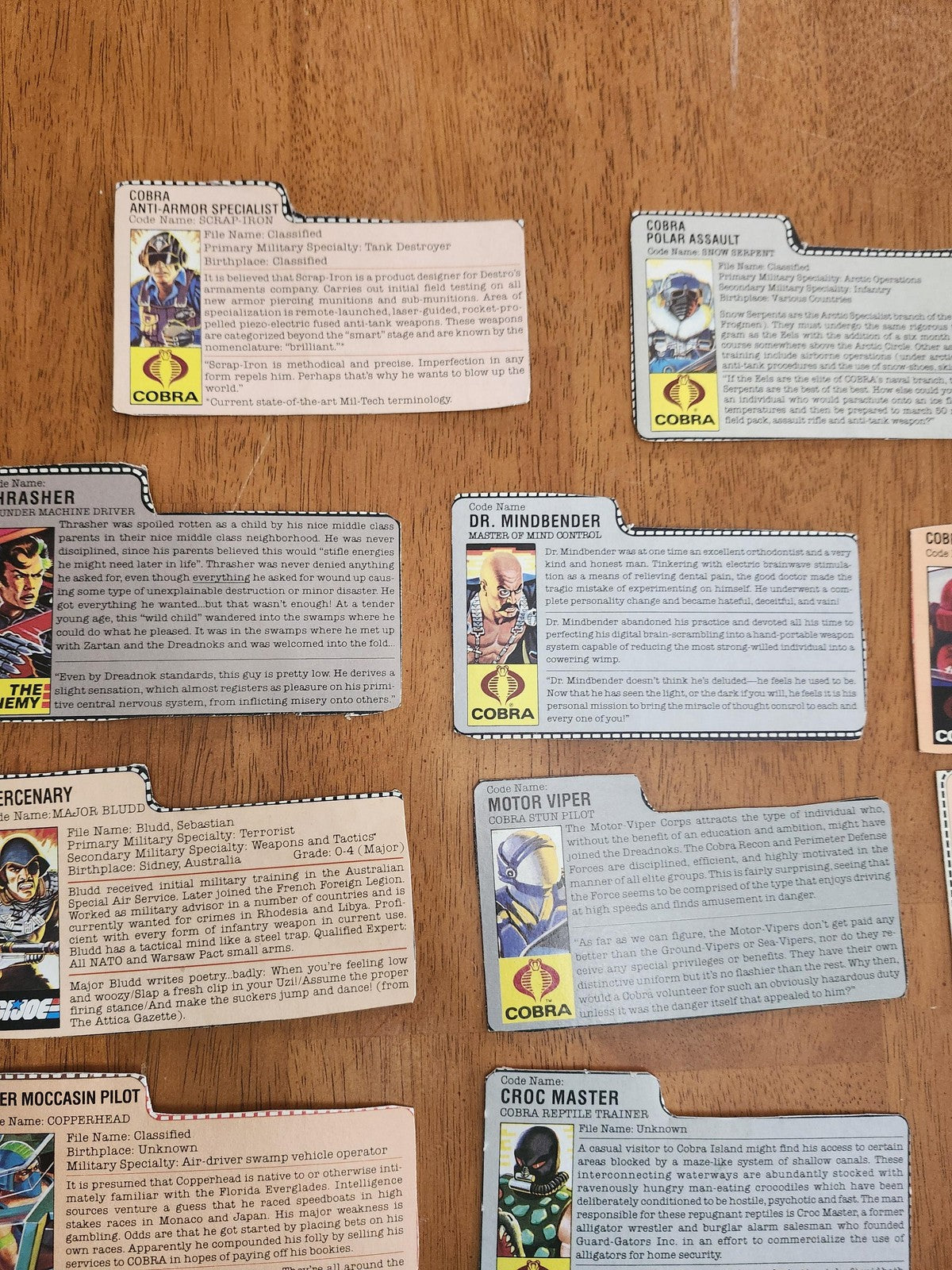 Vintage G.I. Joe Cobra File Card Lot 14pc Hasbro Action Figure Inserts Mixed