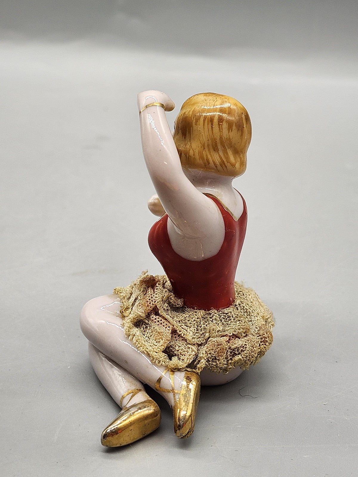 Vintage Unmarked Ballerina Figurine Small Multicolor Porcelain Art Deco Decor