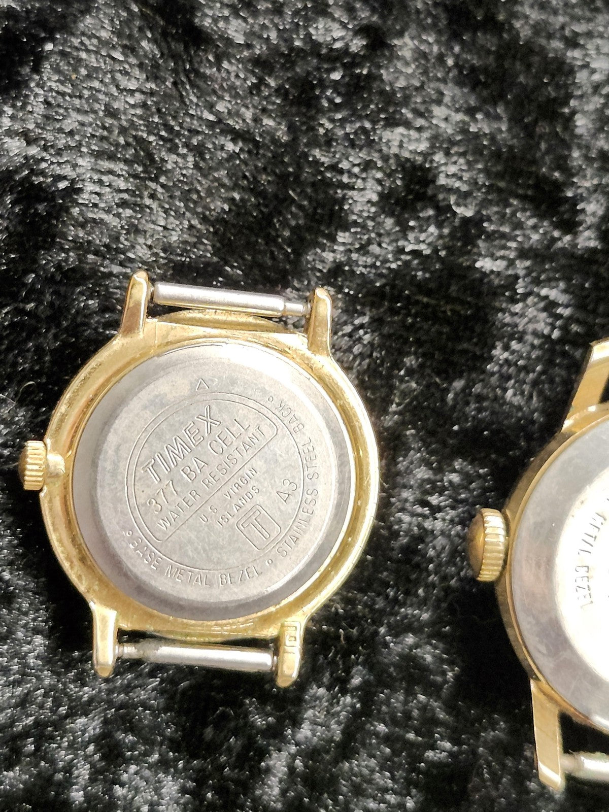 Timex Watch Lot Mens Gold Tone Quartz Mechanical Arabic Dial 3pc Parts