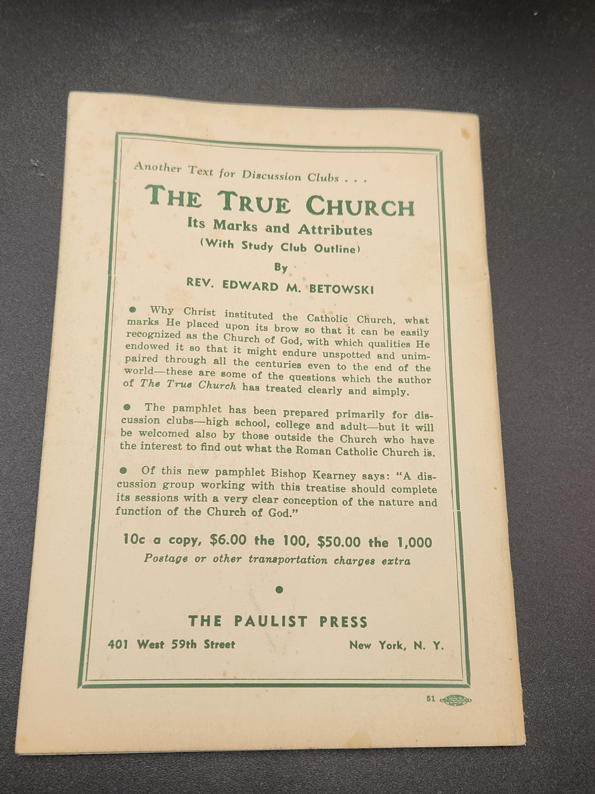 1940 Why All Should Go To Mass Rev Edward M Betowski Catholic Booklet