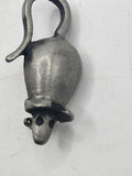 Pewter Mouse Figural Clip Charm Small Silver Tone Hook Sweden Jewelry Pendant