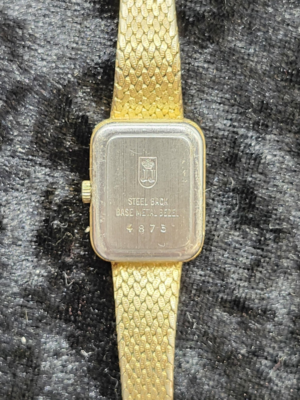 Jules Jurgensen Watch Womens Gold Tone Black Dial Quartz Analog Parts Repair