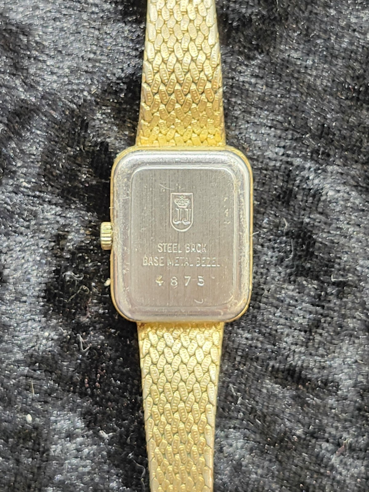 Jules Jurgensen Watch Womens Gold Tone Black Dial Quartz Analog Parts Repair