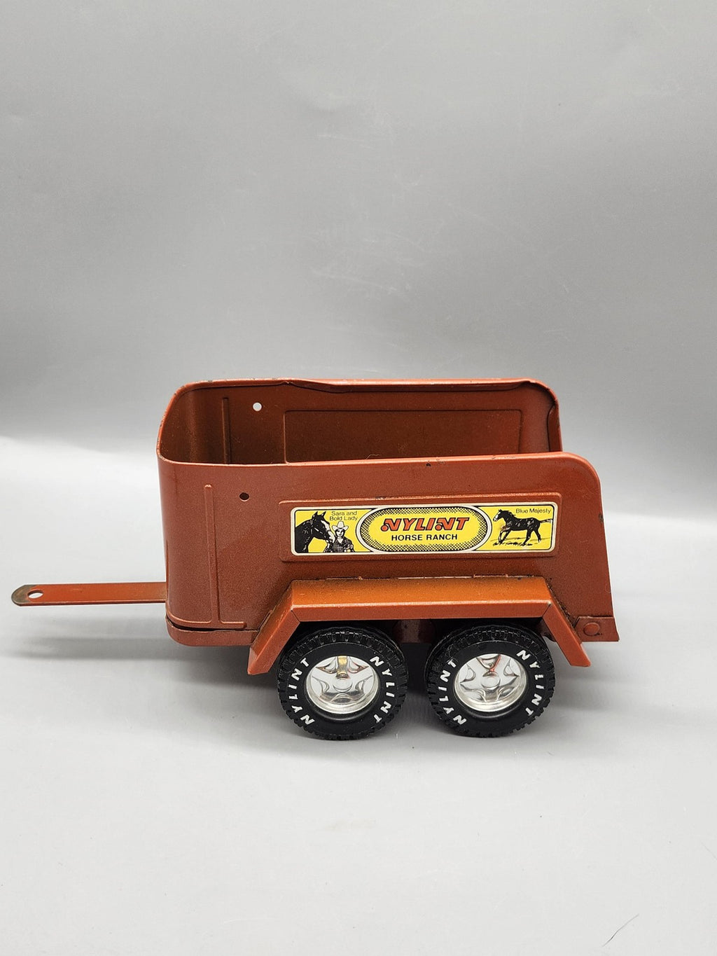 Vintage Nylint Horse Ranch Trailer Pressed Steel Toy Small Orange Vehicle