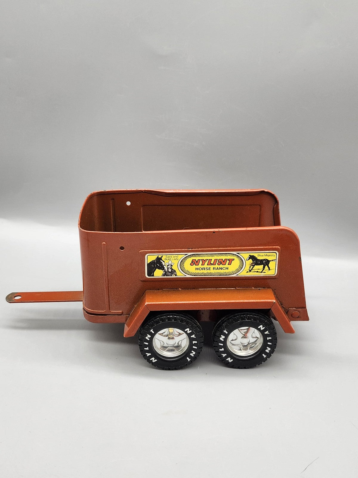 Vintage Nylint Horse Ranch Trailer Pressed Steel Toy Small Orange Vehicle