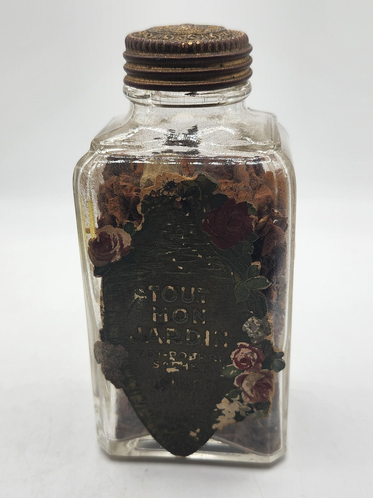 Vintage Richard Hudnut Tout Mon Jardin Potpourri Glass Bottle Vanity Decor