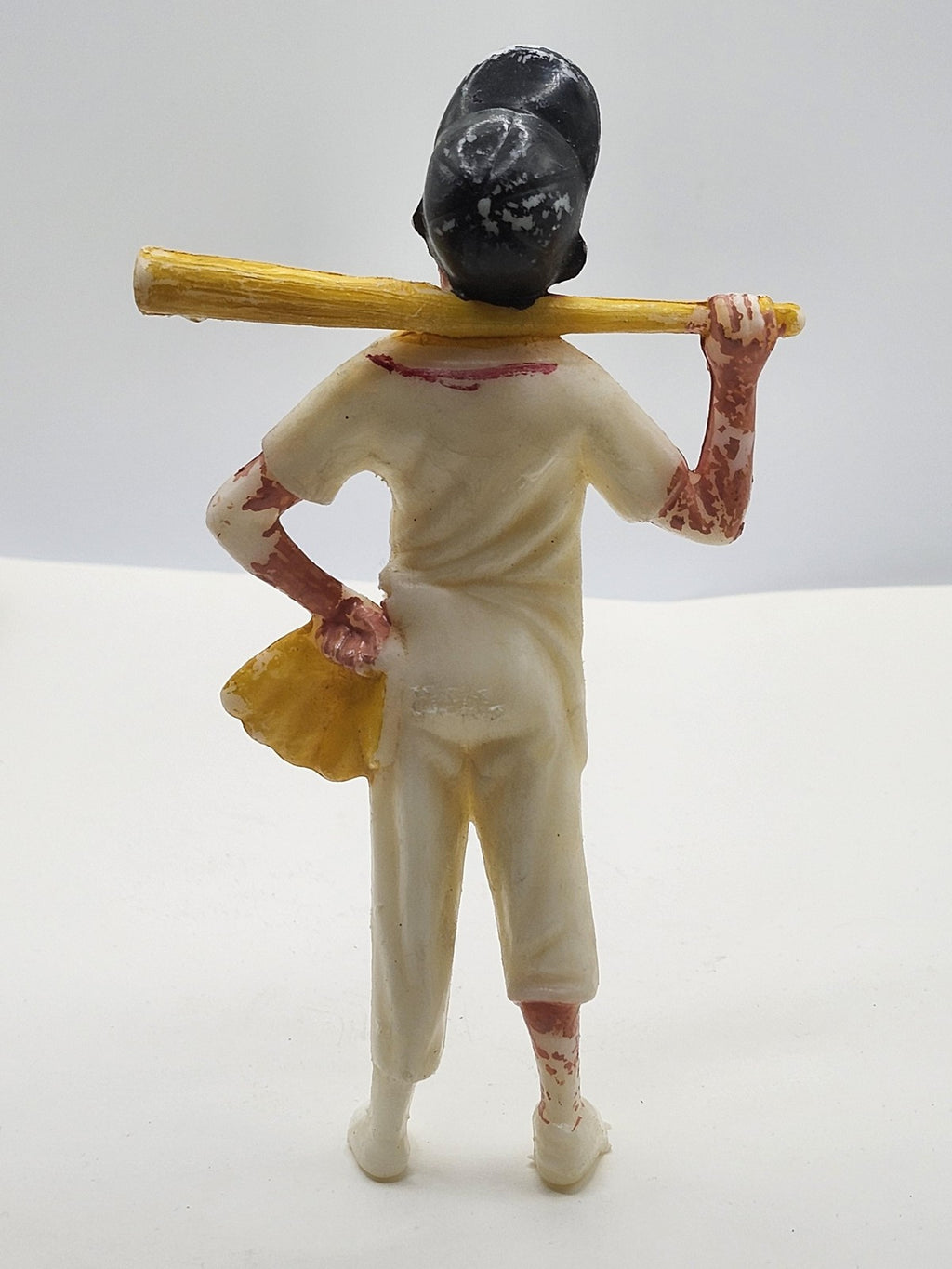 Vintage Baseball Player Action Figure 5in Plastic Toy Loose White Uniform Bat
