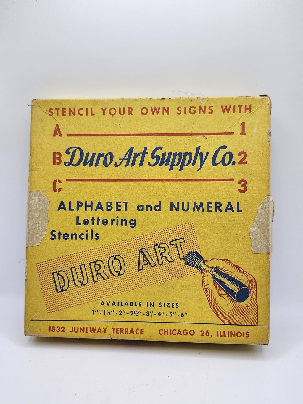 Vintage Duro Art Supply Alphabet Numeral Lettering Stencils Set 2 Inch Sign