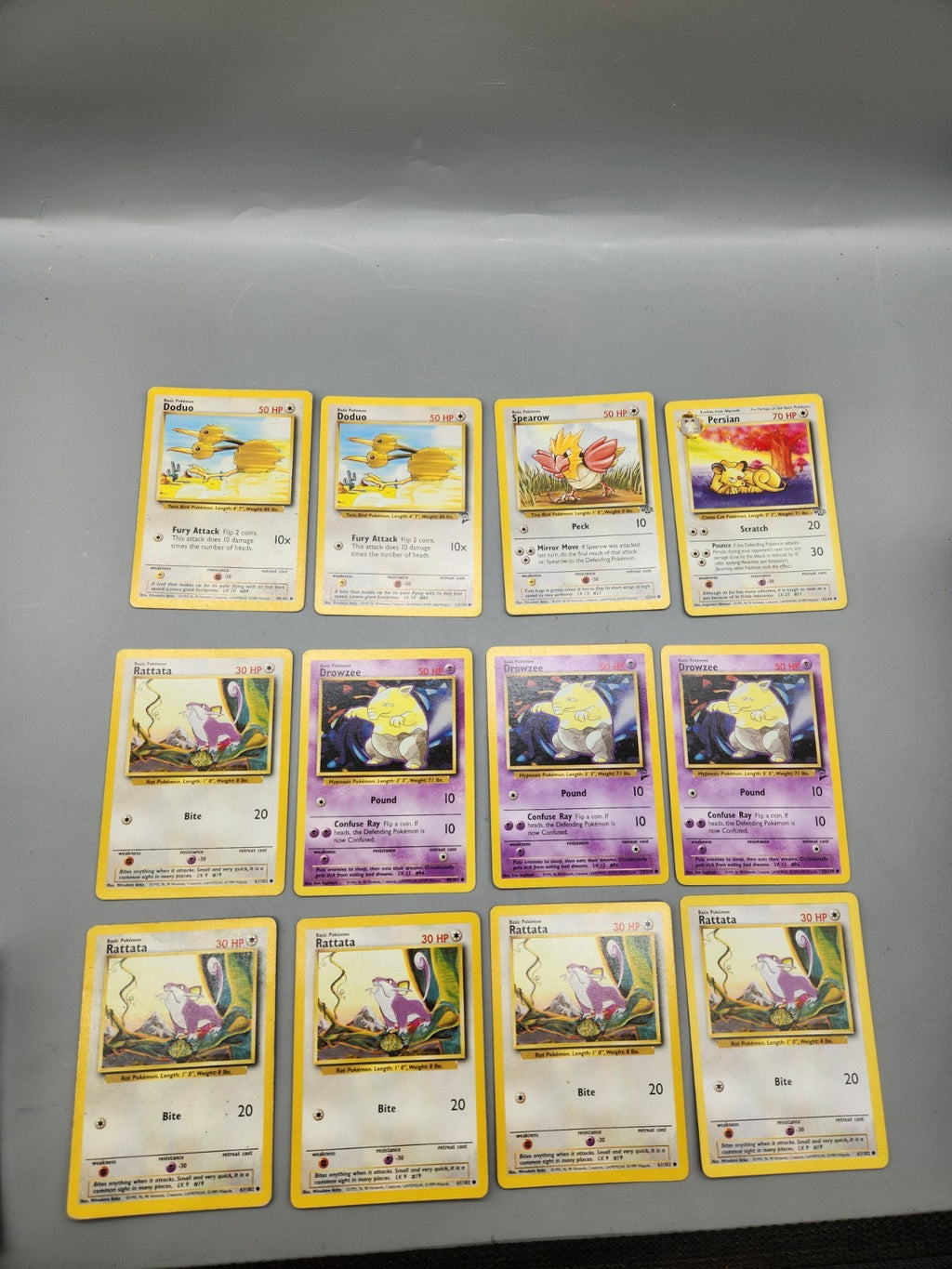 Vintage Pokemon Base Set Jungle Fossil Card Lot Drowzee Rattata Persian 12 Cards
