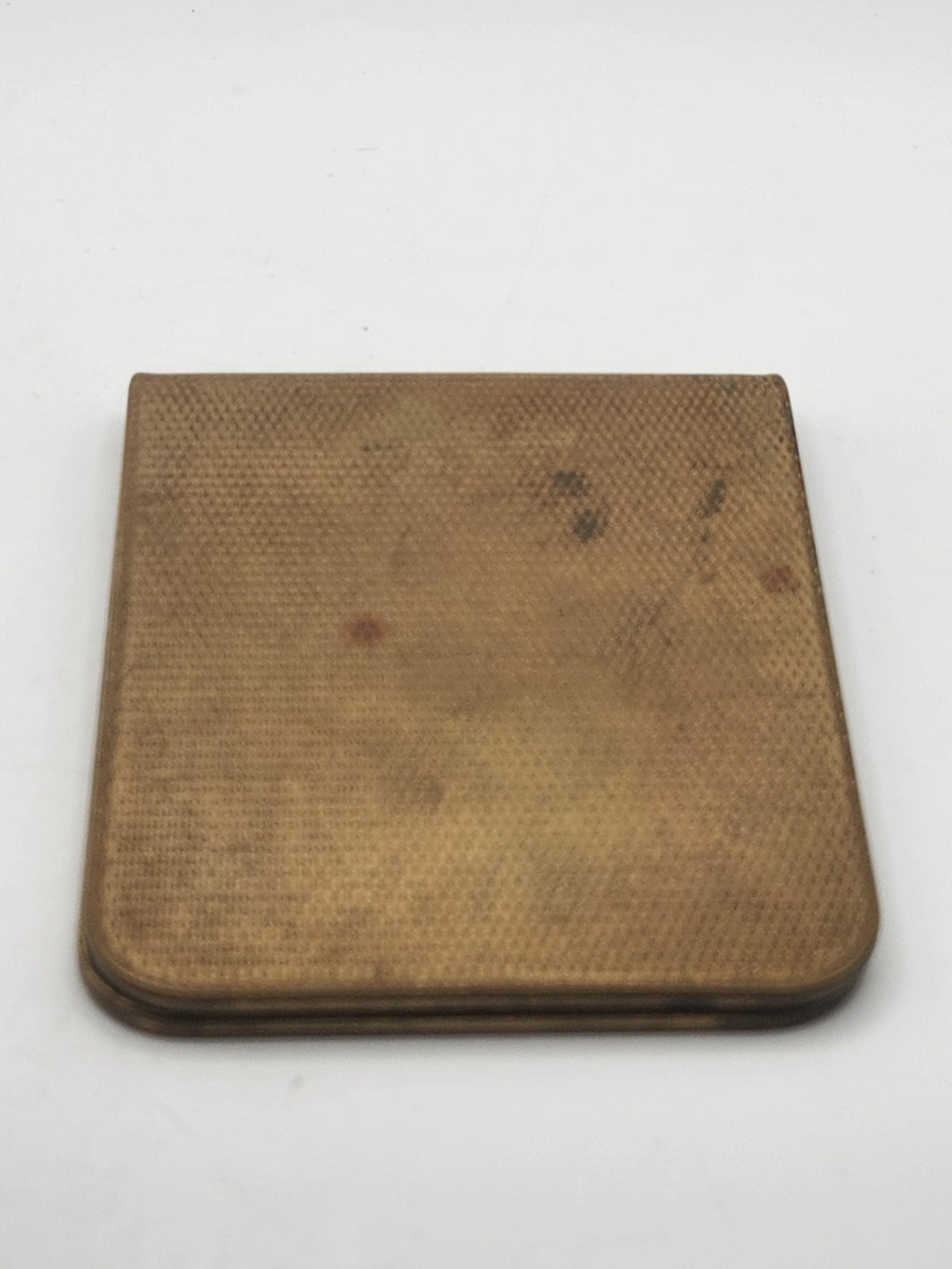 Vintage Gold Tone Metal Pocket Note Pad Case Red Velvet Lined Wallet Holder