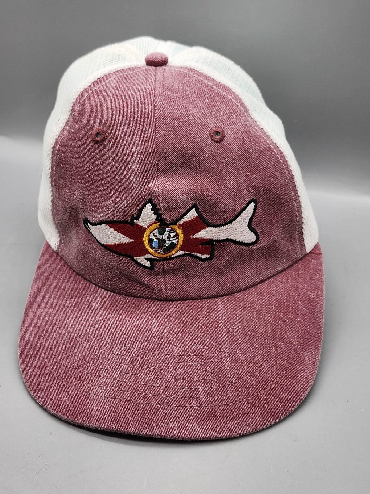 Distinctive Headgear Hat Cap Strap Back Mens One Size Red Fish Mesh Trucker