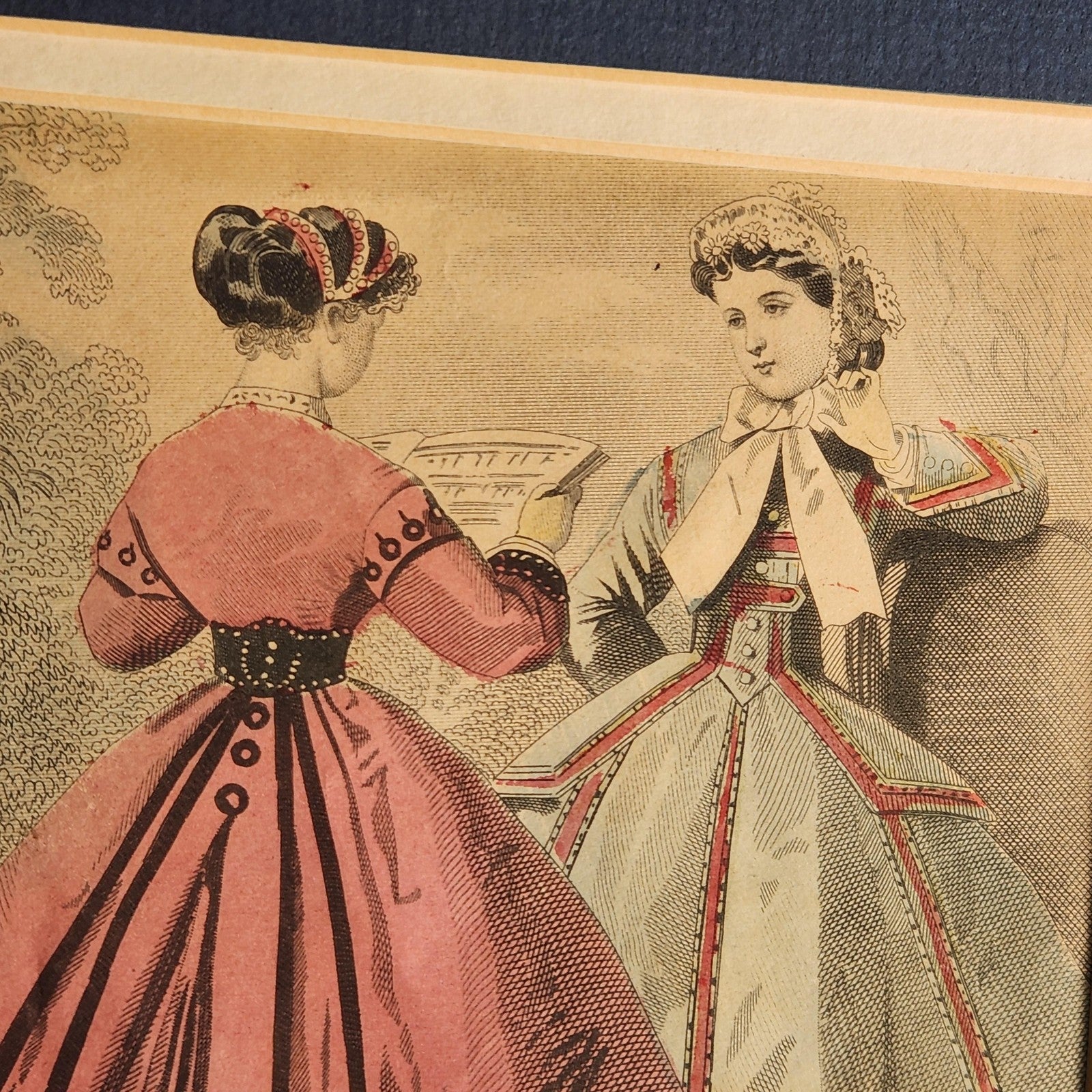 Vintage Les Modes Parisiennes Women Fashion Plate Steel Engraving French Matted