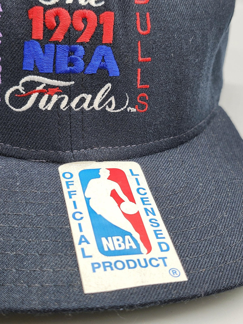 Vintage Chicago Bulls Lakers Hat Cap Snap Back New Era One Size Blue NBA Finals
