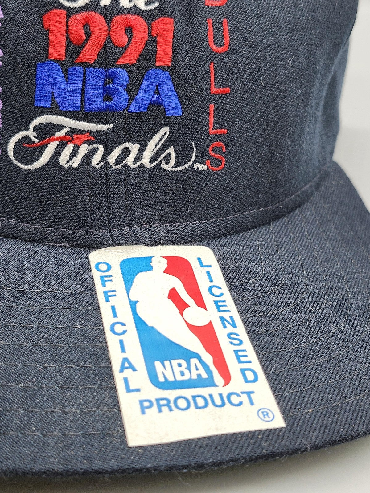 Vintage Chicago Bulls Lakers Hat Cap Snap Back New Era One Size Blue NBA Finals
