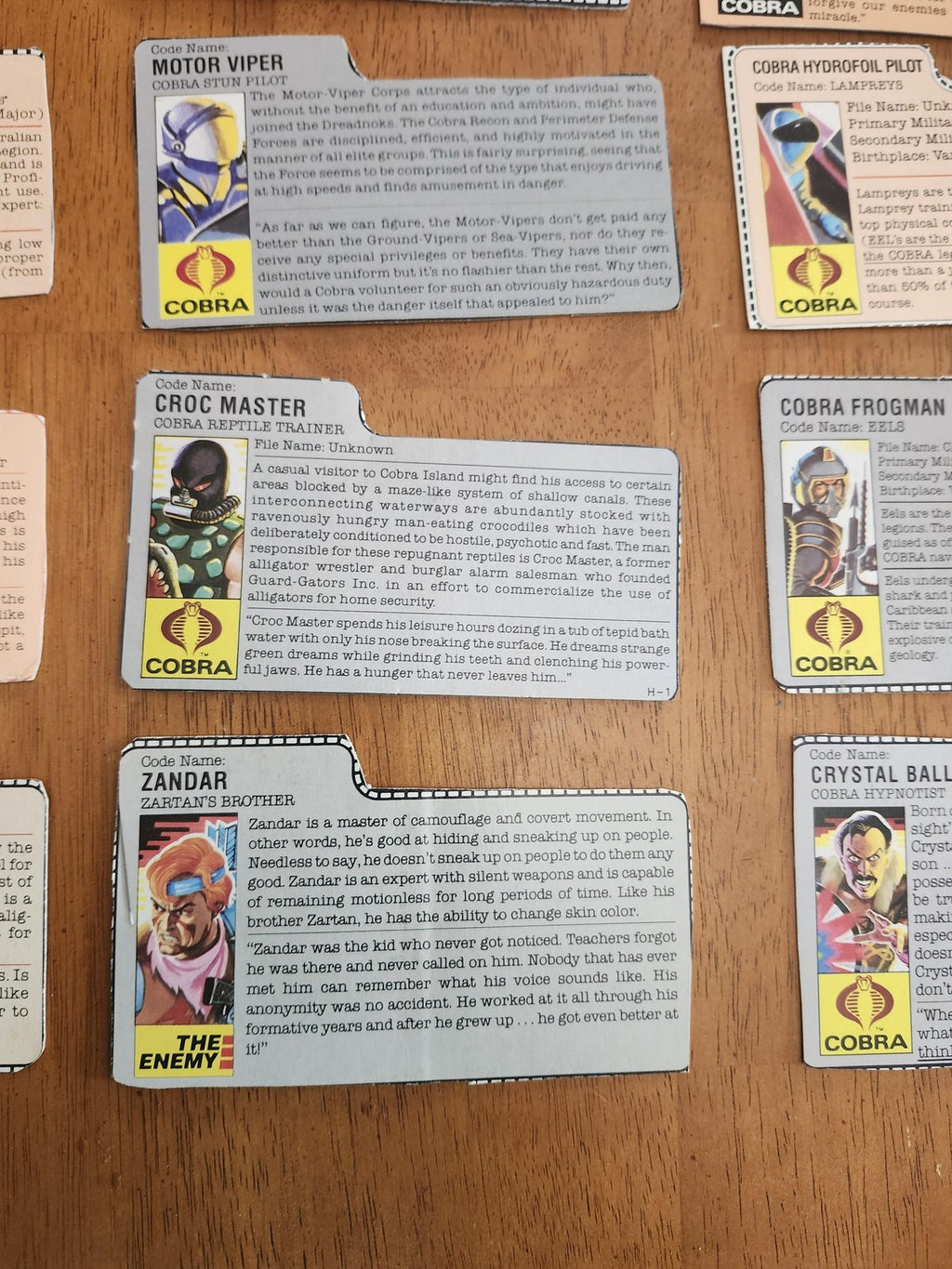 Vintage G.I. Joe Cobra File Card Lot 14pc Hasbro Action Figure Inserts Mixed