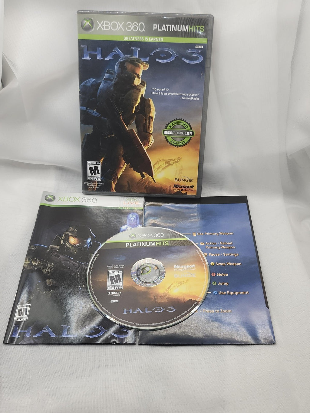 Halo 3 Microsoft Xbox 360 Game Disc Case Manual Platinum Hits NTSC-U/C M Shooter