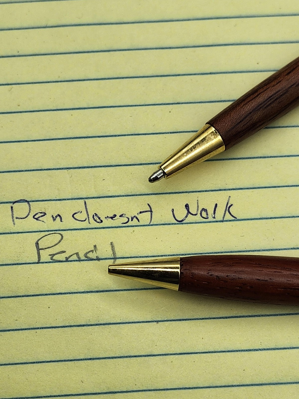 Wood Ballpoint Pen Mechanical Pencil Set Gold Tone Clips Office Gift Desk
