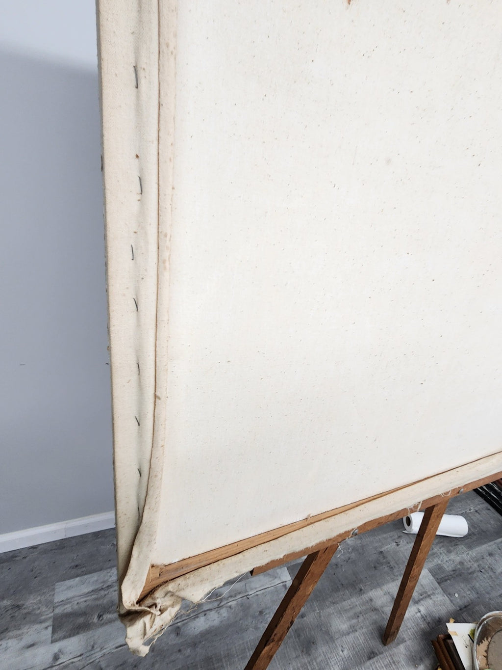 Vintage Unfinished Original Giraffe Acrylic Painting on Canvas 44x38 Abstract...