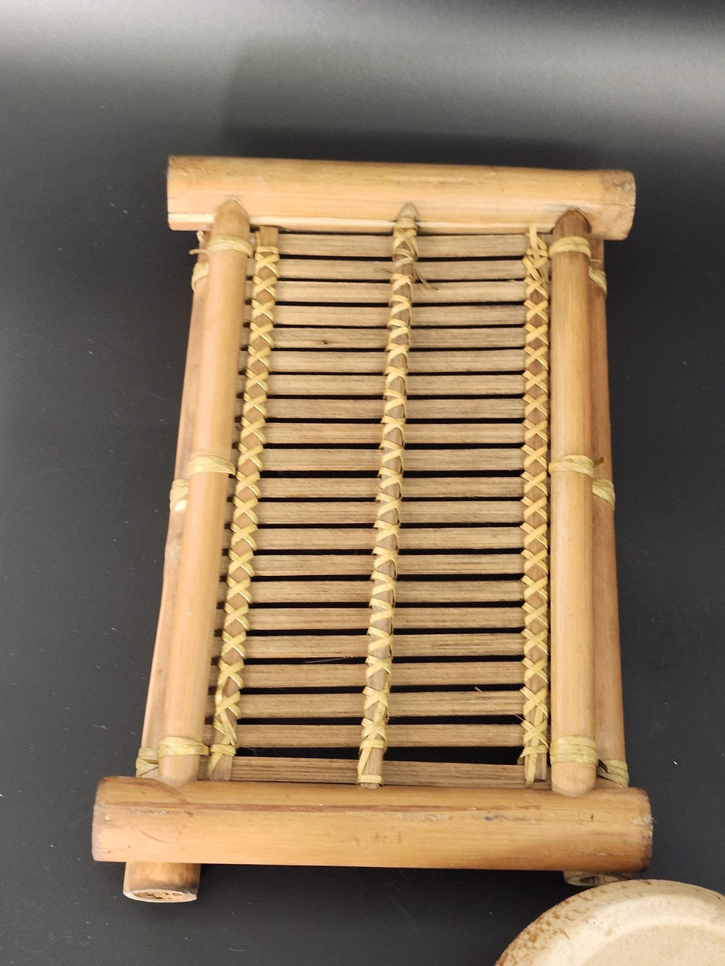 Stoneware Japanese Tea Set Brown Green Glaze Bamboo Tray Small Table Decor