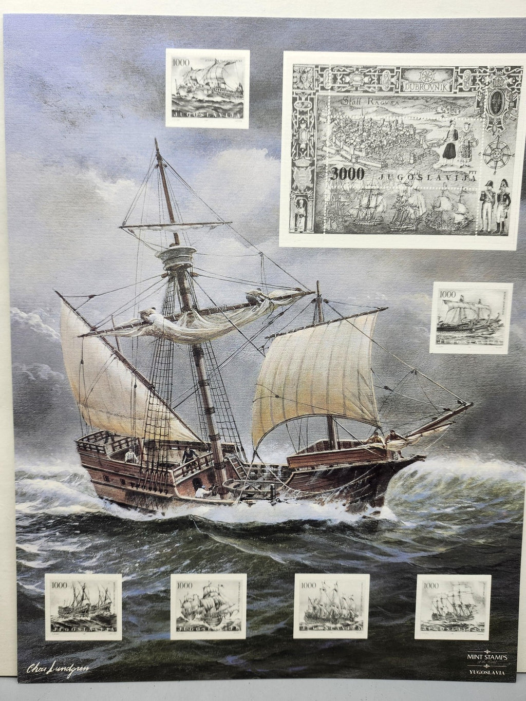 Mint Stamps Yugoslavia Sailing Ships 1989 MNH Multicolor Souvenir Sheet Panel
