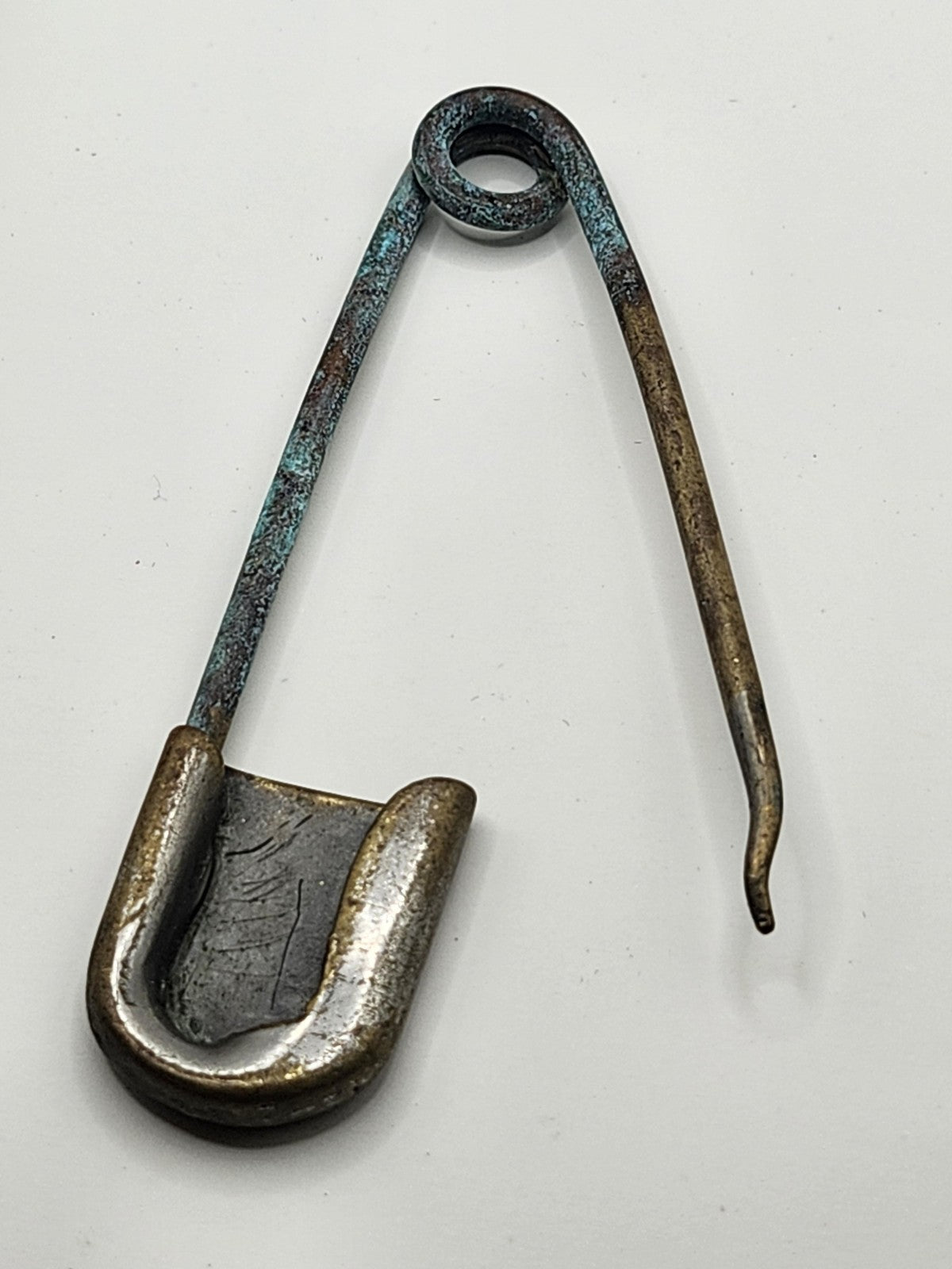 Vintage Large Brass Safety Pin Patina Monogram D Blanket Diaper Kilt Fastening