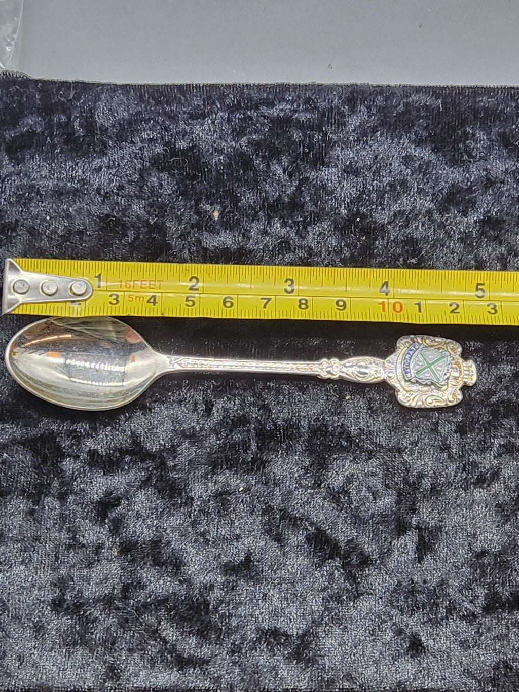 Plymouth England Souvenir Spoon Small Silver Plated Enamel Crest Collectible