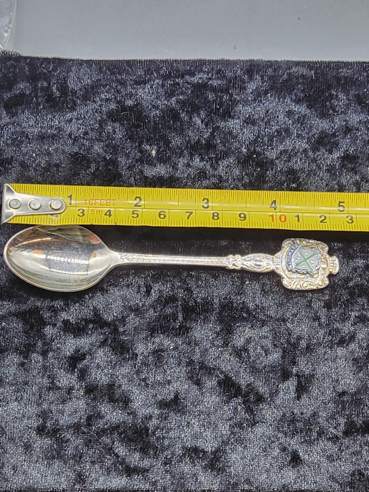 Plymouth England Souvenir Spoon Small Silver Plated Enamel Crest Collectible