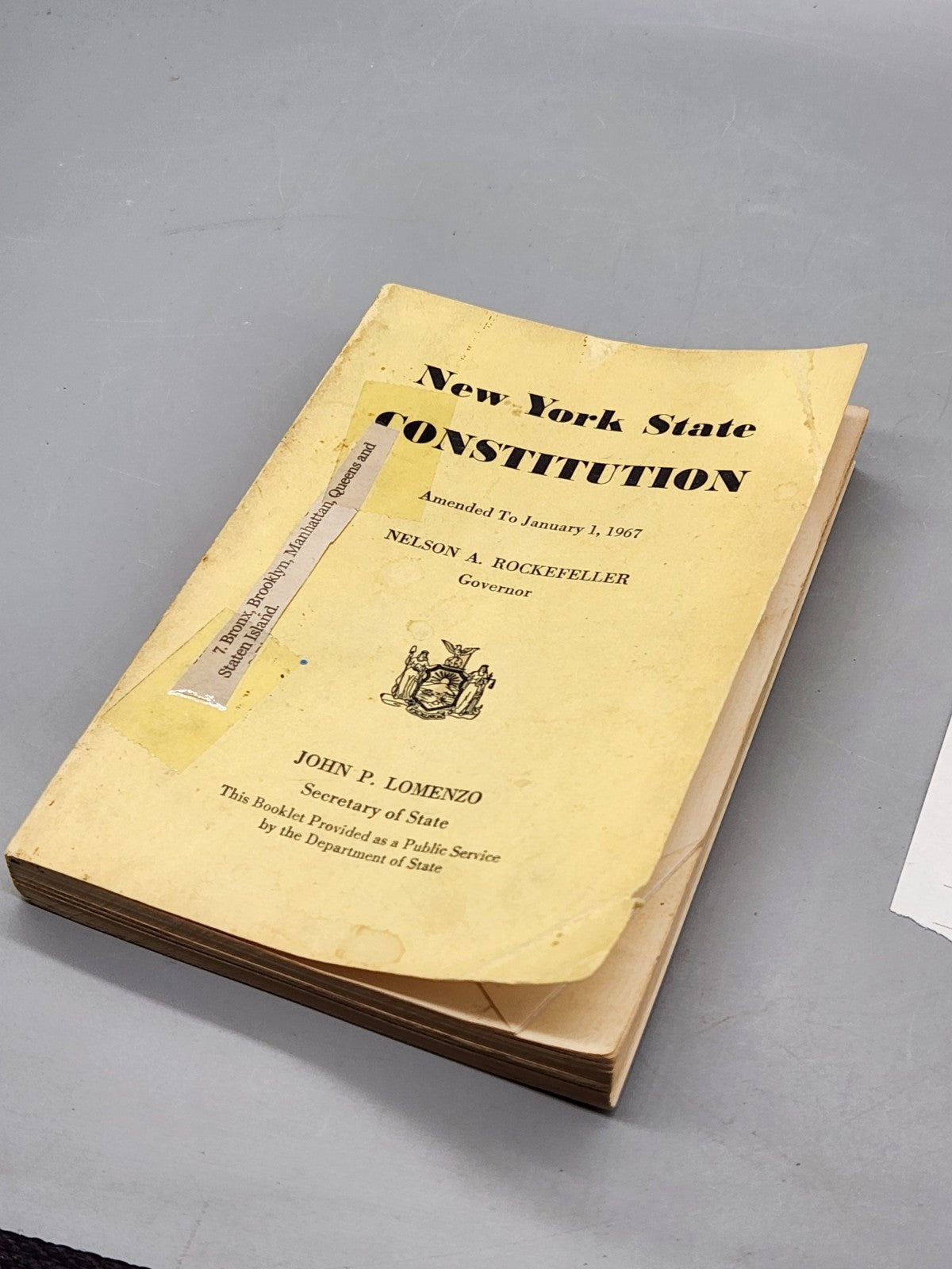 1967 New York State Constitution Book Nelson Rockefeller Vintage Government...