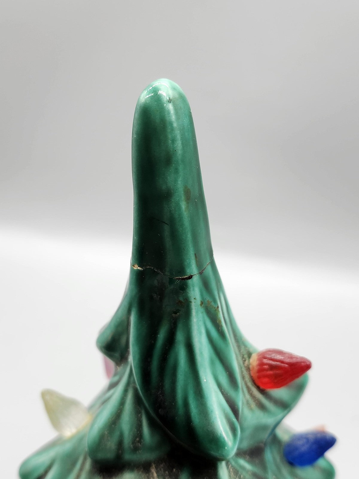 Vintage 1974 GARE Inc Green Ceramic Christmas Tree Figurine Medium Lights Bulbs