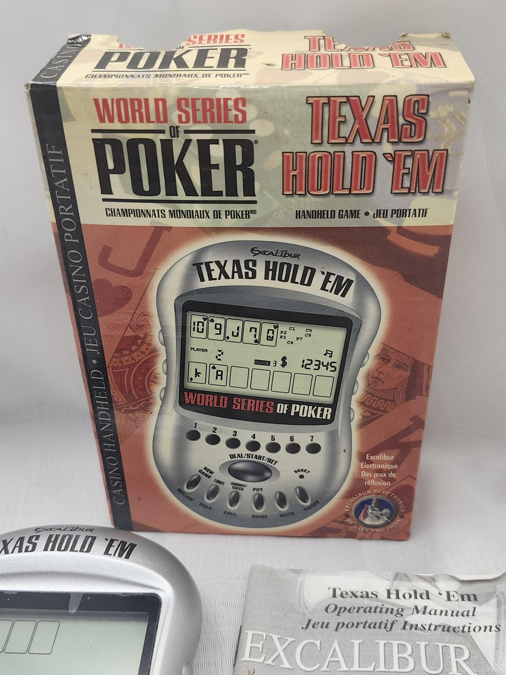 Excalibur Electronics World Series Of Poker Texas Hold 'Em Handheld Game Silver