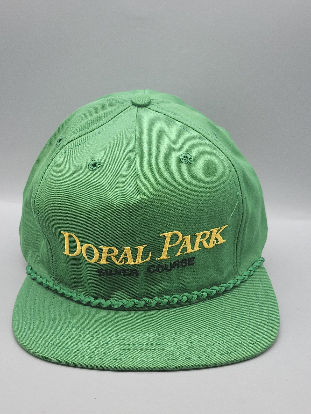 Vintage New Era Doral Park Hat Cap Snap Back Mens Large Green Golf 80s 90s