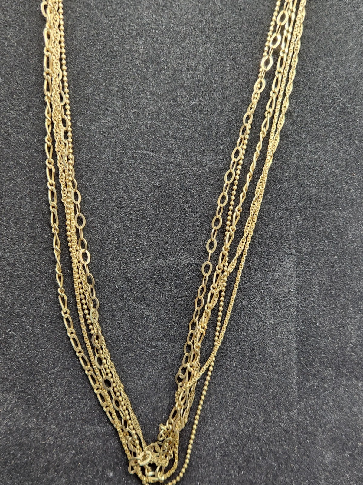 Vintage BSE Italy Layered Gold Tone Necklace Multi Chain Adjustable Statement...