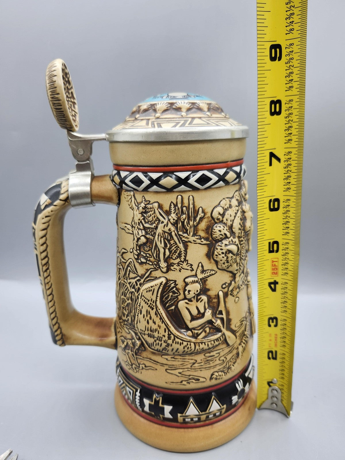 Vintage Avon Indians Of The American Frontier Lidded Stein Ceramarte Brazil