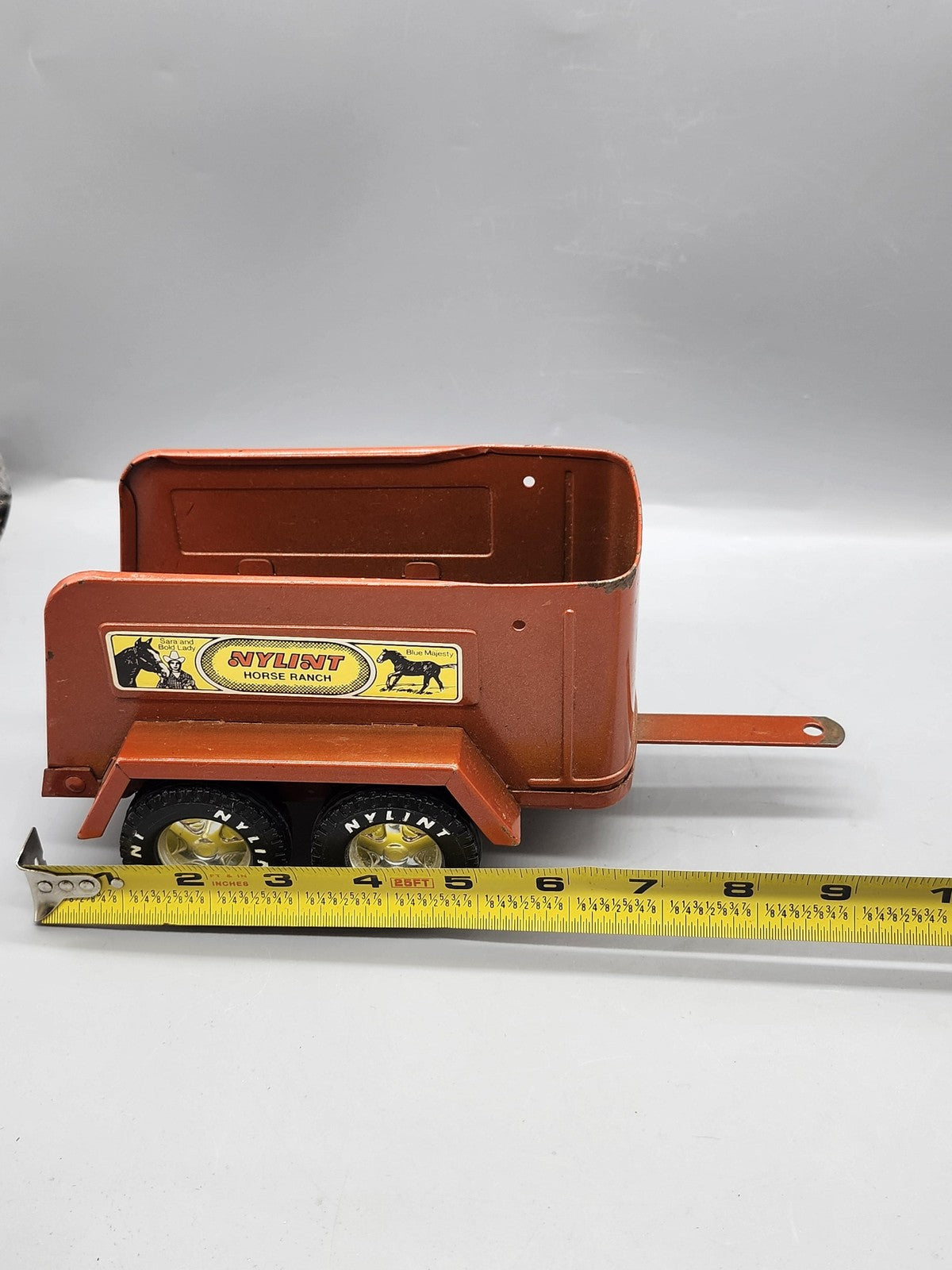 Vintage Nylint Horse Ranch Trailer Pressed Steel Toy Small Orange Vehicle