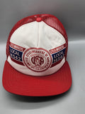 Vintage New Era Steelworkers Hat Cap Snap Back Mens L Red Trucker Union USA 80s
