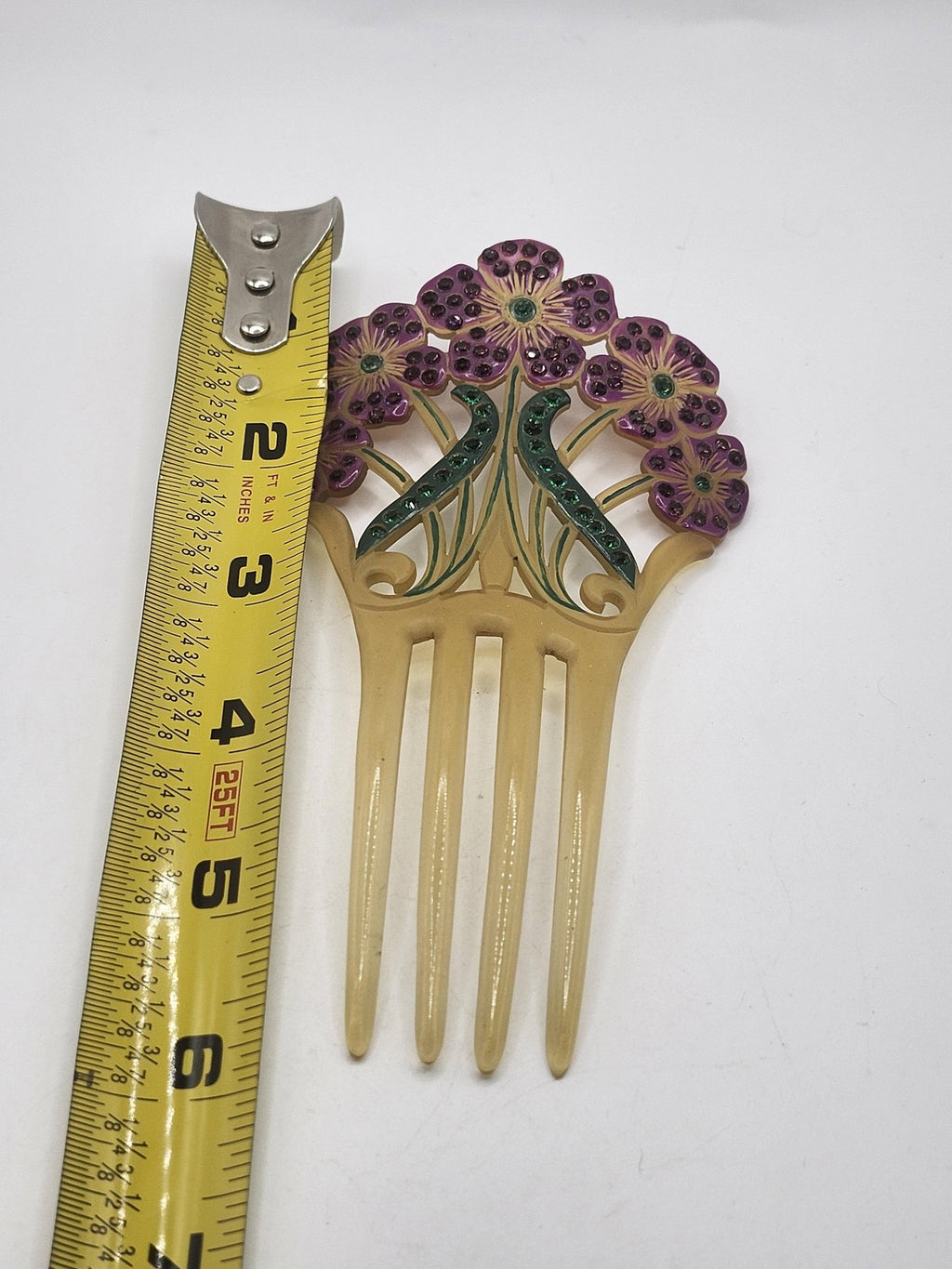 Floral Flower Rhinestone Hair Comb Womens Multicolor Plastic Wedding Formal